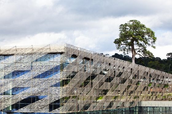 Outdoor Aluminium Curtain Wall Laser Cut Wood Stone Cladding Veneer